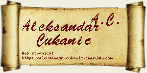 Aleksandar Cukanić vizit kartica
